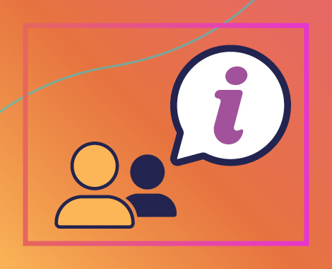 Parent and child icon with information in a speech bubble